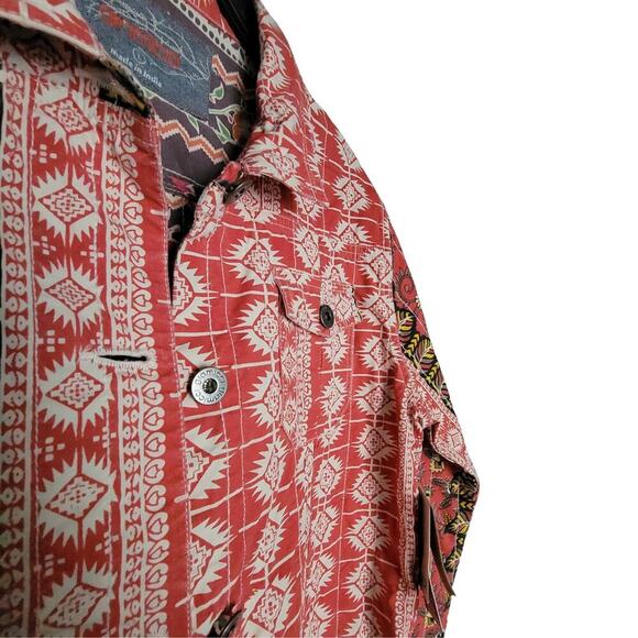 GRAMICCI Jaime Arizona Orange Aztec Printed Cropped Button Up Jacket Womens L - Picture 16 of 16